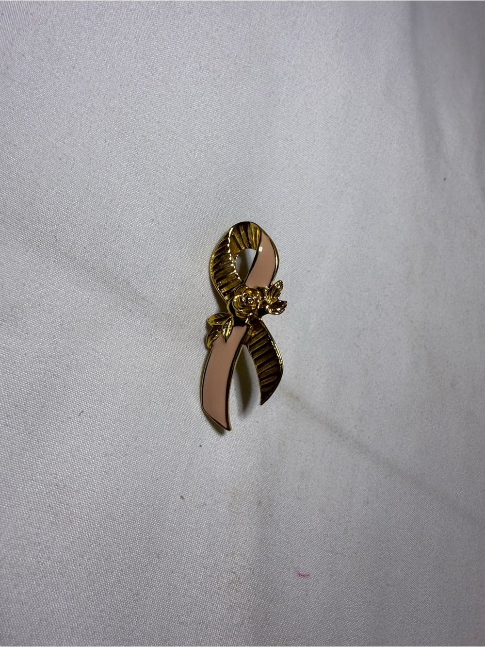 Gold and Blush Ribbon Brooch - Women Jewelry